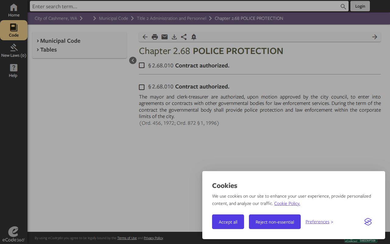 Cashmere criminal history and police contract code source